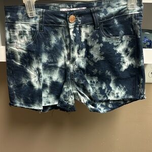 Tie die denim shorts